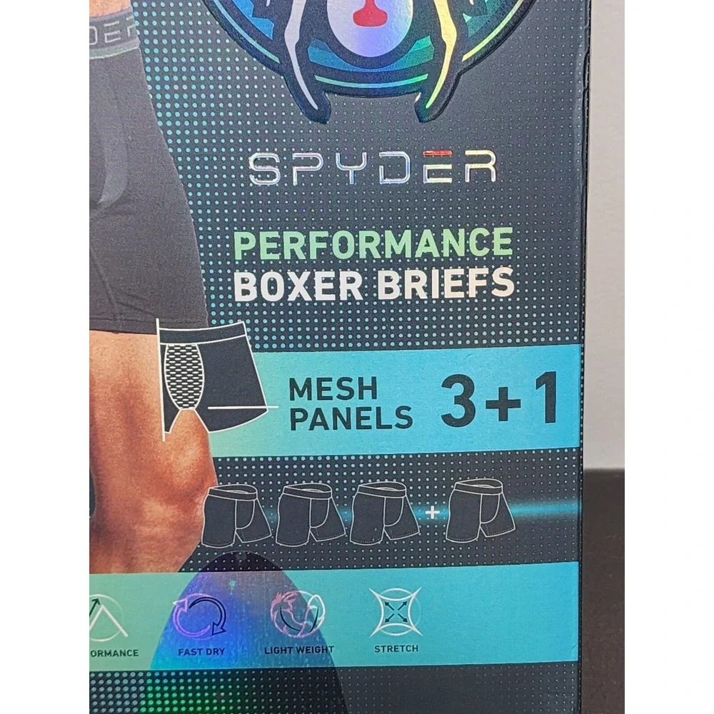 Spyder Performance Boxer Briefs Men's Large Green Blue Teal Red Black 4 Pack NIB